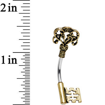 Artistically Antique Skeleton Key Double Mount Belly Ring