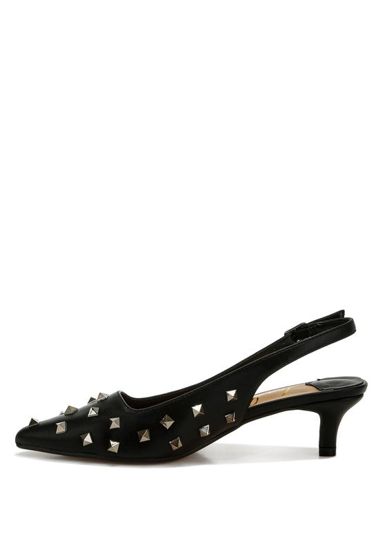 Hegron Stud Embellished Kitten Heels
