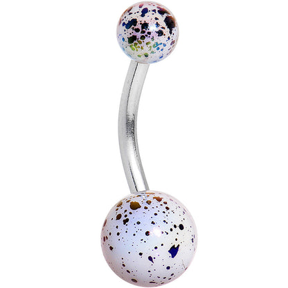 White Acrylic Big Bottom Ball Color Splash Basic Belly Ring