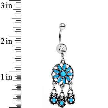 Faux Turquoise Dreamy Southwest Dreamcatcher Dangle Belly Ring