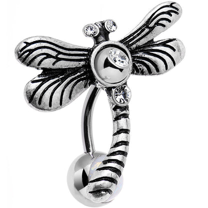 Clear Gem Flyaway Dragonfly Top Mount Belly Ring