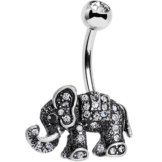Clear Gem Lucky Little Elephant Belly Ring