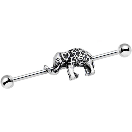 14G Stainless Steel Wise as an Elephant Industrial Barbell 38mm