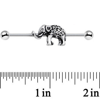 14G Stainless Steel Wise as an Elephant Industrial Barbell 38mm
