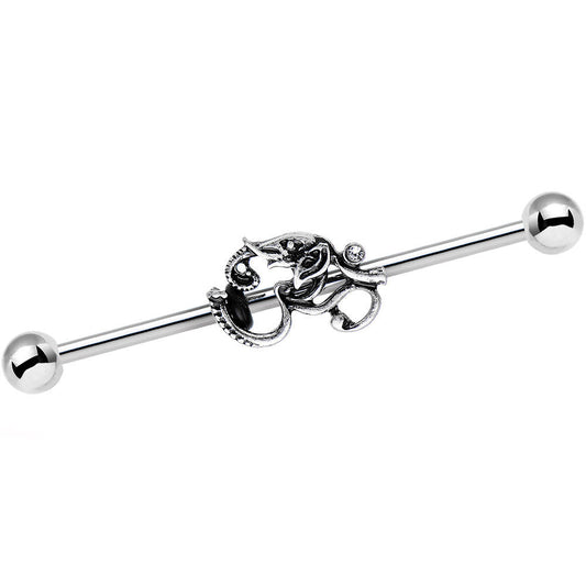 14G Clear Gem Steel Aesthetic Elephant Industrial Barbell 38mm