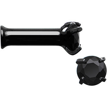 10G Black CZ Gem Black IP Bling Double Flare Plug Set