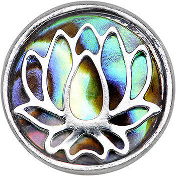 16G 1/4 Abalone Shell Steel Lotus Flower Tragus Cartilage Earring