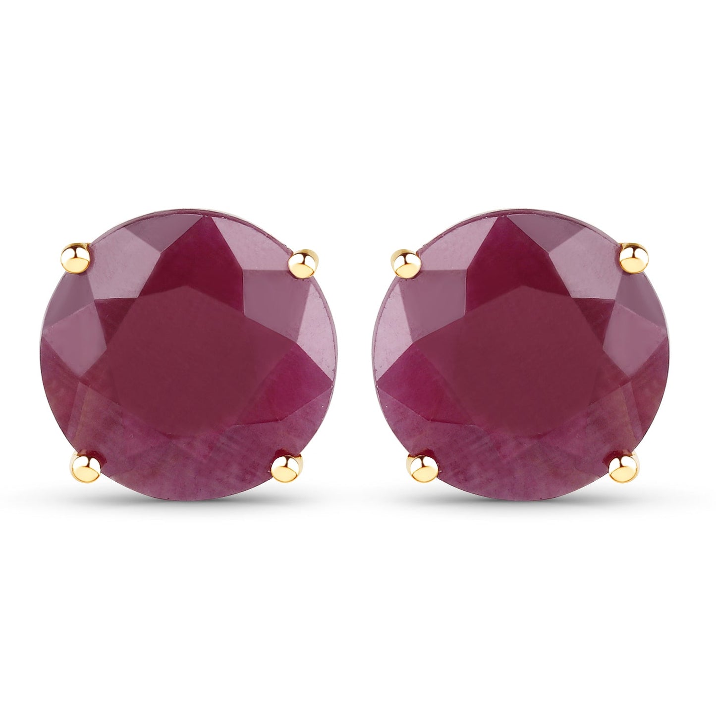 7.40 Carat Genuine Ruby 14K Yellow Gold Earrings