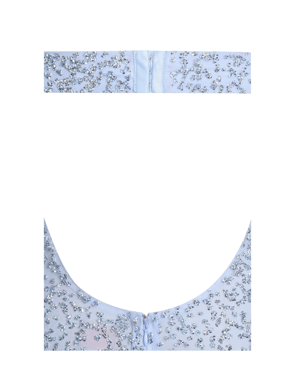 Wallie Baby Blue Rhinestone Embellished Mesh Backless Gown