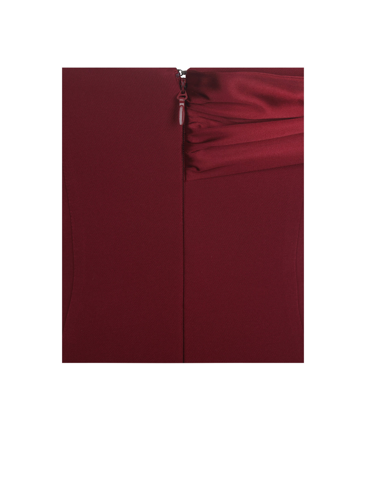 Ovelia Crimson Satin Ribbon Strapless Mini Dress