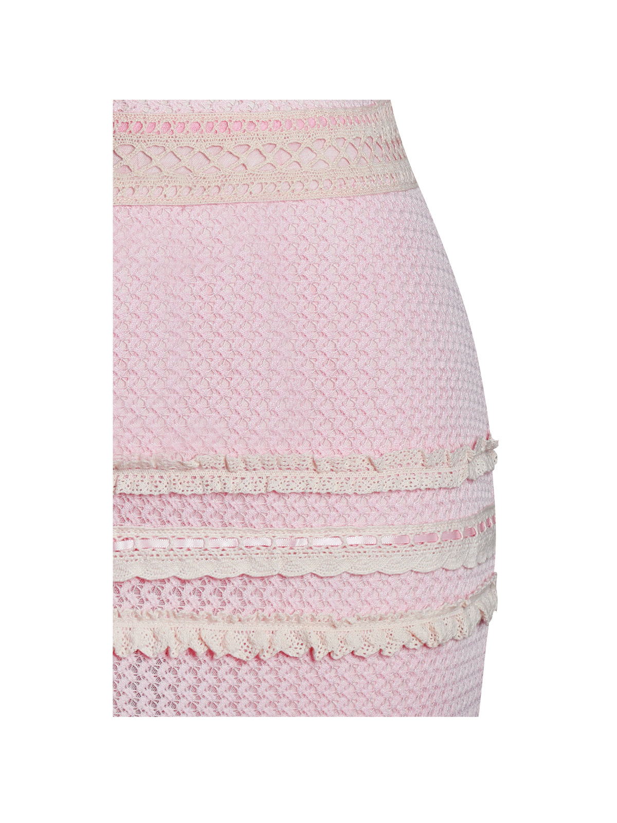 Pallas Pink Lace Trim Crochet Mermaid Maxi Dress