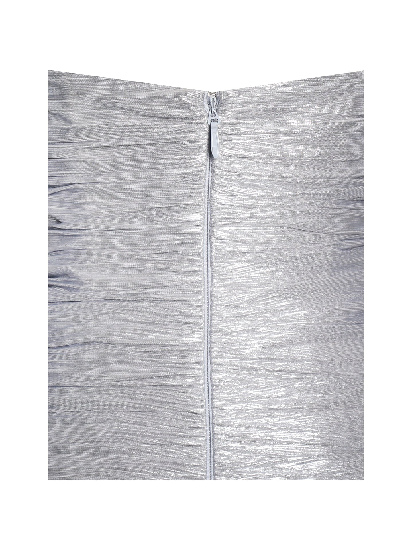 Sable Ruched Silver Glitter Mermaid Gown
