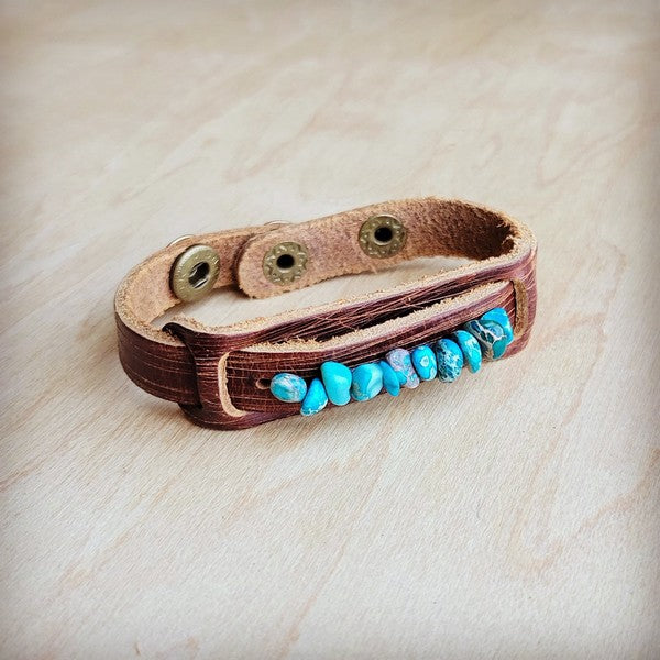 Dusty Narrow Cuff with Turquoise Regalite Stones
