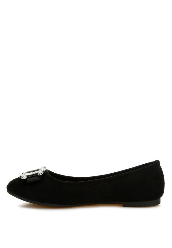 Prajik Rhinestone Buckle Detail Ballerinas