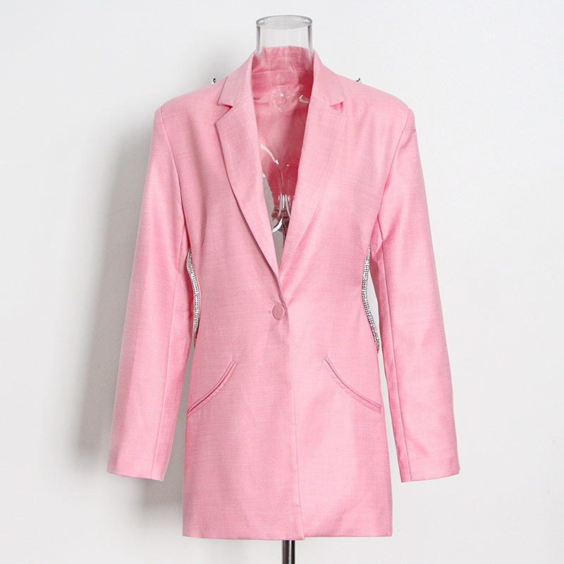 Large V-neck Backless Solid Color Small Suit