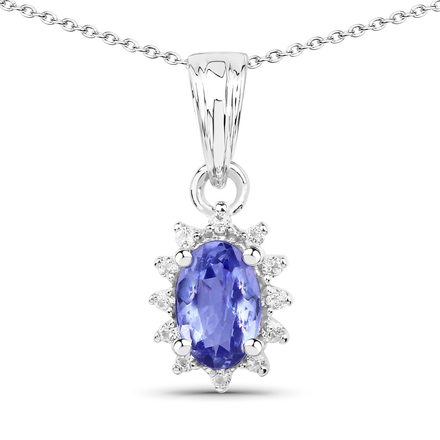 2.00 Carat Genuine Tanzanite and White Topaz .925 Sterling Silver Jewelry Set
