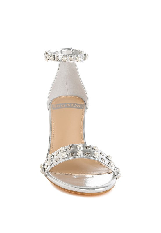 Jumera Metallic Pearl Embellished Wedges