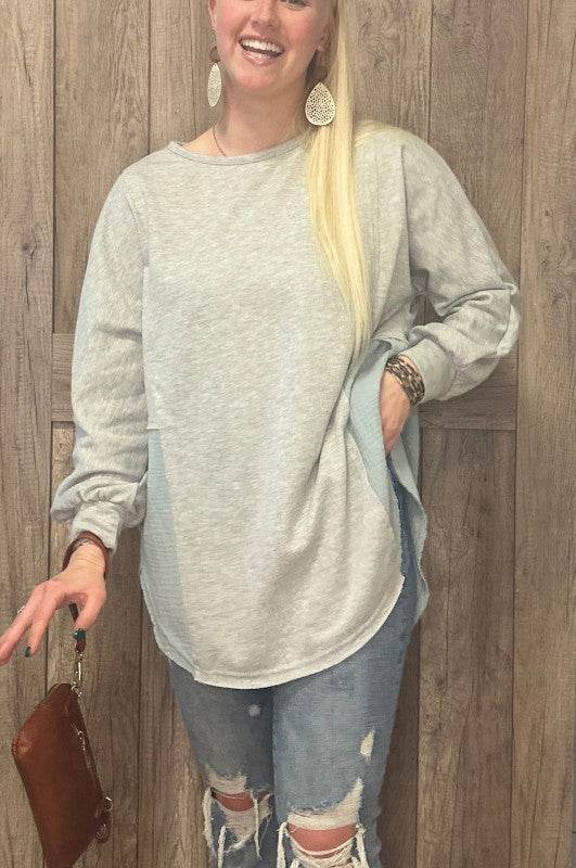 Dahlia Crinkle Splicing Raw Hem High Low Oversized