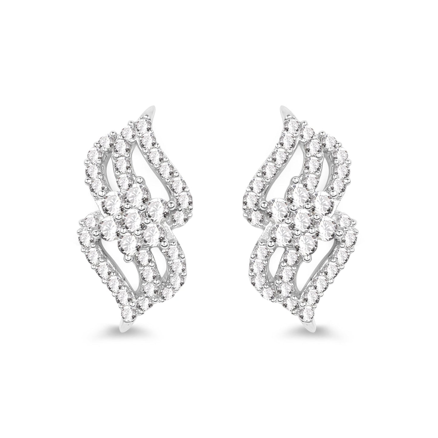 0.68 Carat Genuine White Diamond 14K White Gold Earrings (G-H Color, SI1-SI2 Clarity)