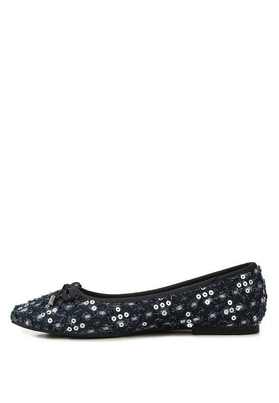 Florent Sequin Flat Bow Ballerinas