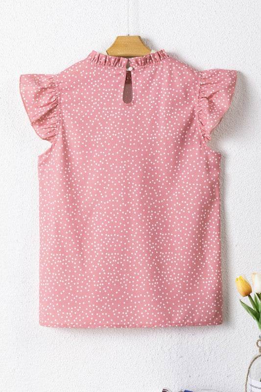 Marlowe Polka Dots Ruffle Flutter Sleeve Frilled N