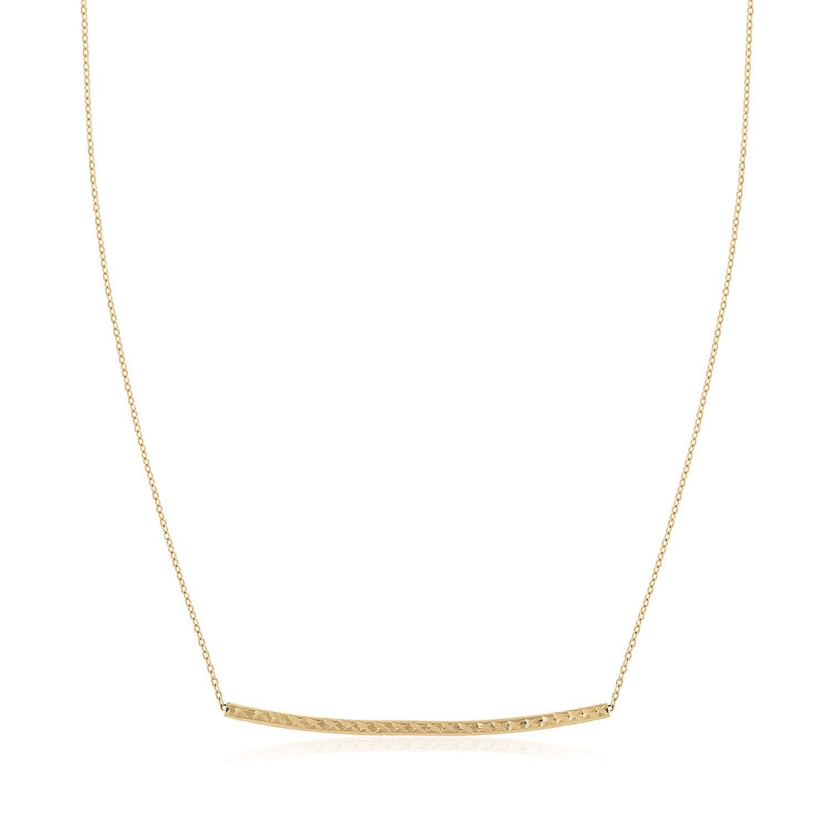 14k Yellow Gold Thin Textured Bar Necklace
