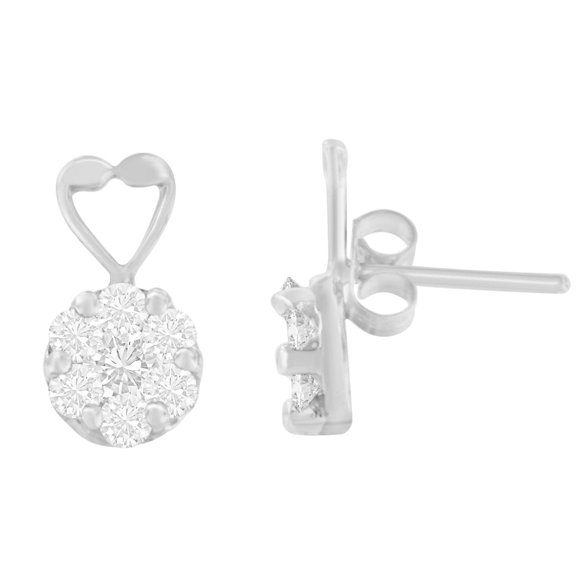 14K White Gold 1 1/4 cttw Round Cut Diamond Earrings (H-I, I1-I2)