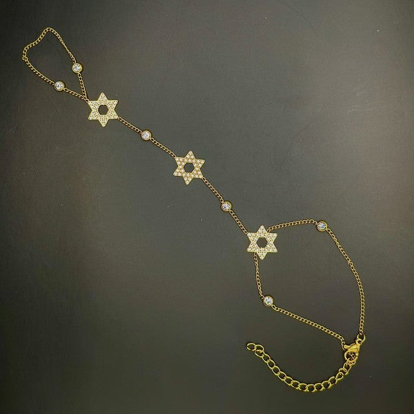 Dazzling Star of David Hand Chain Bracelet