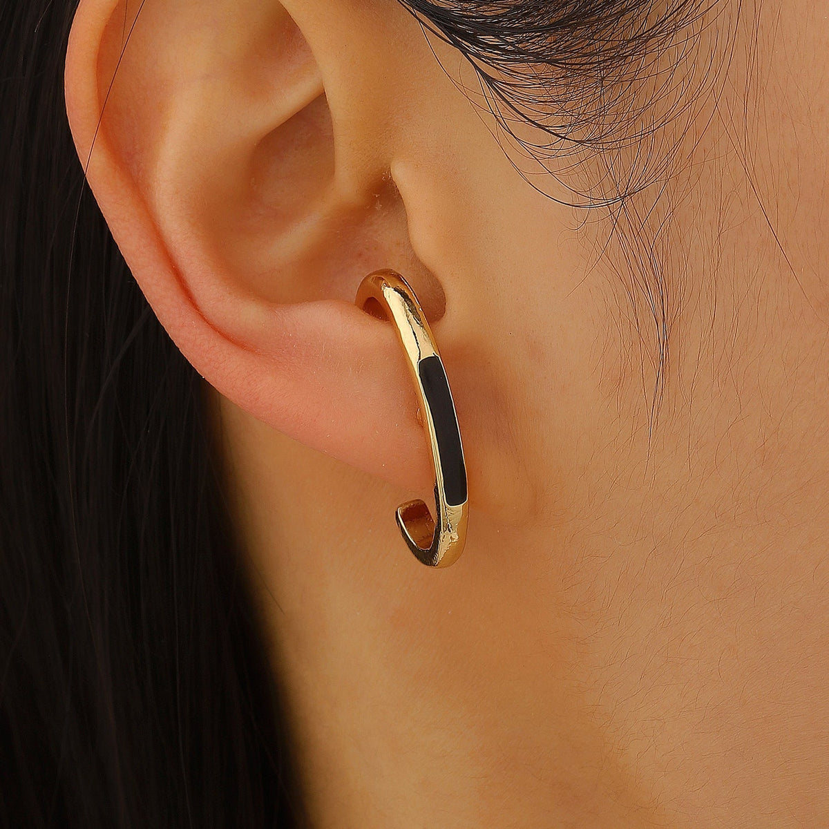 Gold Square Ear Cuffs with Resin