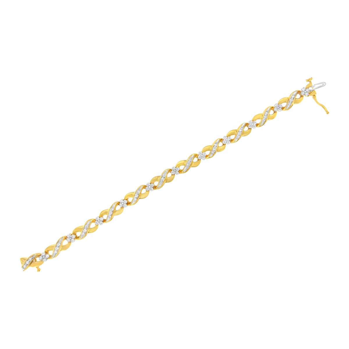 10K Yellow Gold Round-Cut Diamond Infinite Love Bracelet (1.00 cttw, I-J Color, I2-I3 Clarity)