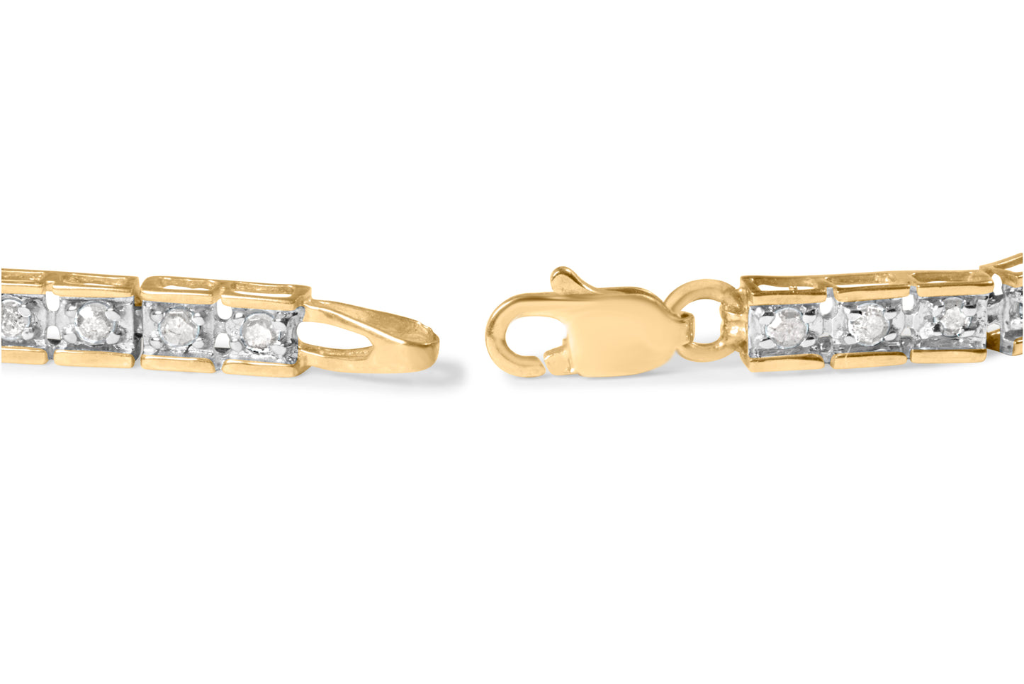 10K Yellow Gold 1.0 Cttw Round Diamond Pave Link Bracelet
