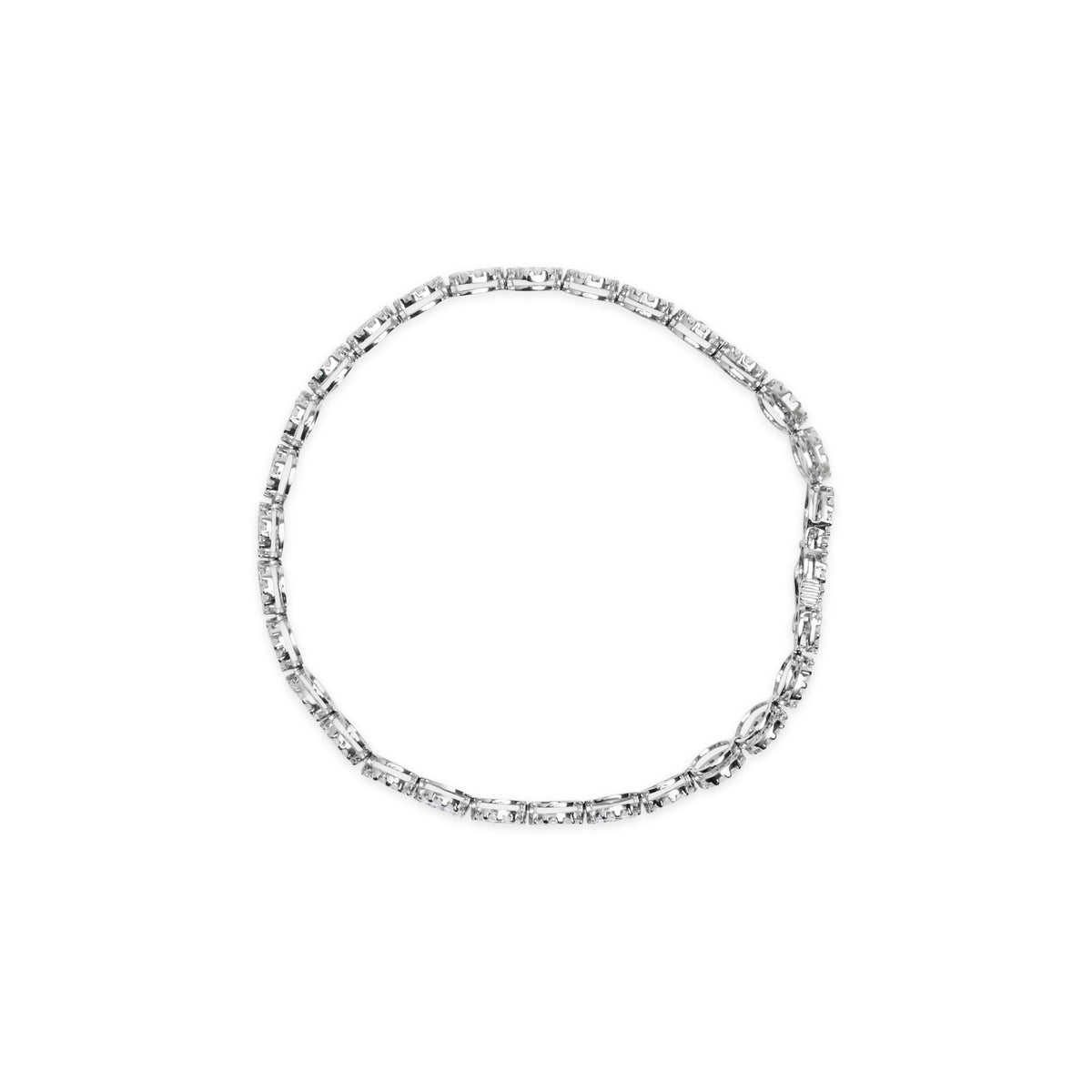 14K White Gold 2.00 Cttw Diamond Halo Link Tennis Bracelet (H-I Color, I1-I2 Clarity) - 7" Inches
