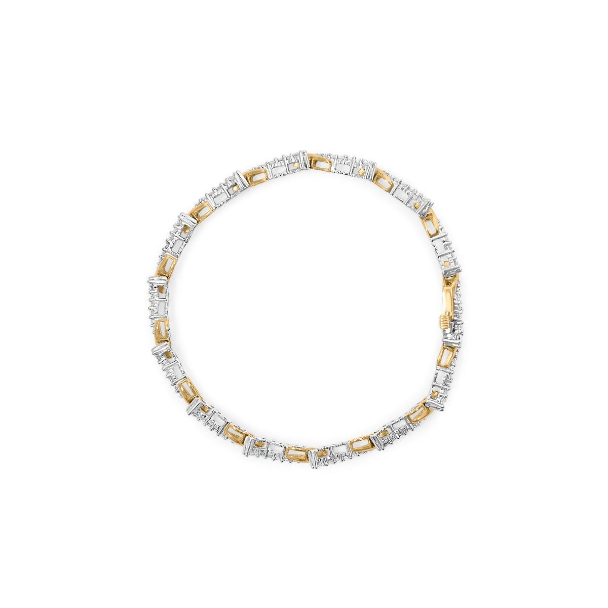 10K Yellow and White Gold 2.00 Cttw Diamond "S" Link 7" Bracelet (H-I Color, I2-I3 Clarity)