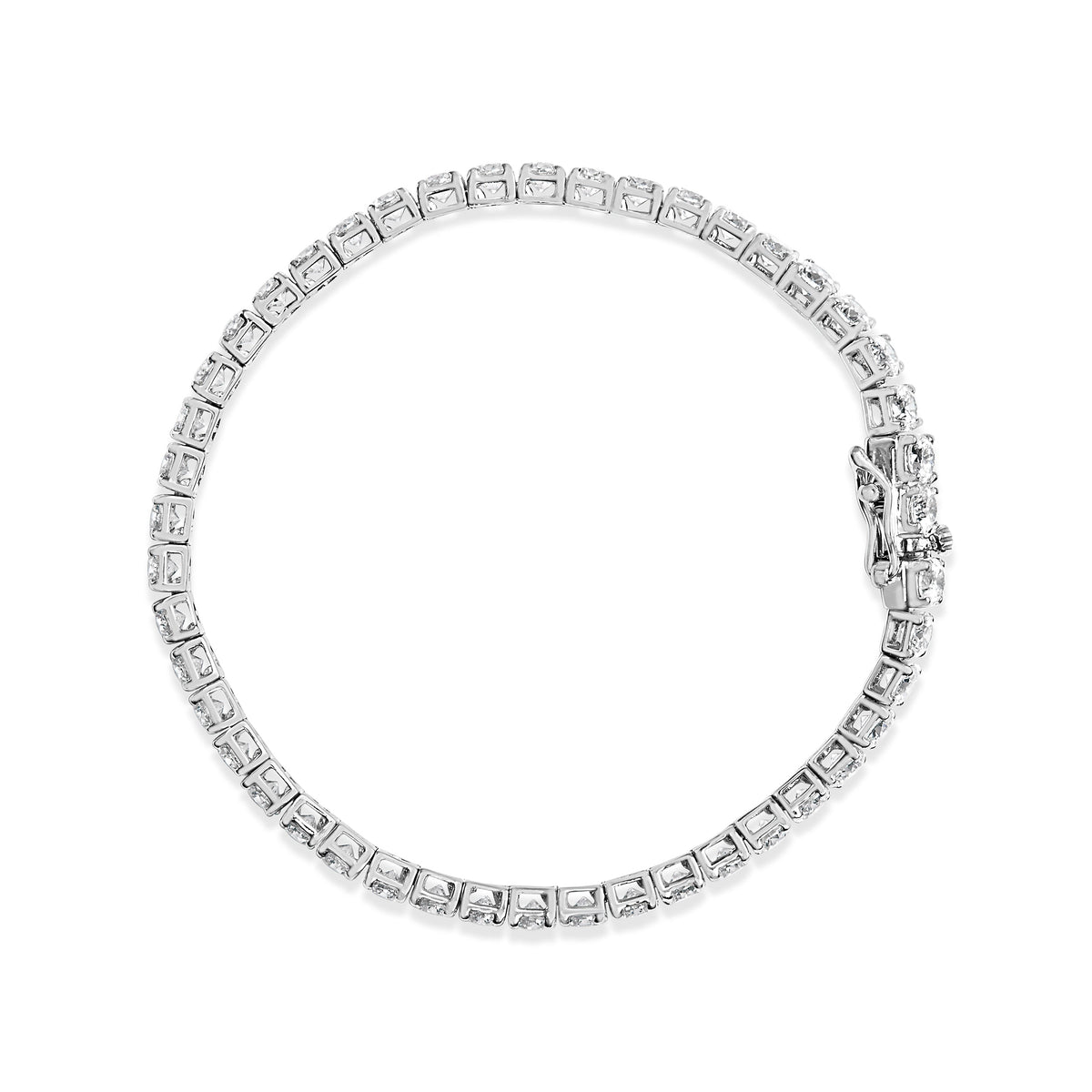 14K White Gold 2.00 Cttw Lab-Grown Round Diamond Four-Prong Tennis Bracelet