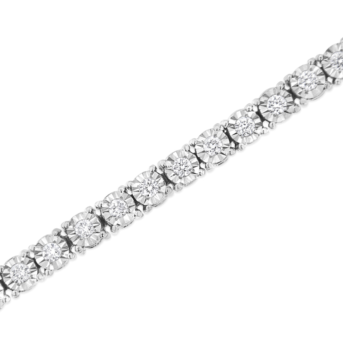 .925 Sterling Silver 3.0 Cttw Lab Grown Diamond Illusion-Set Miracle Plate Tennis Bracelet (G-H Color, VS1-VS2 Clarity) - Size 7.25"