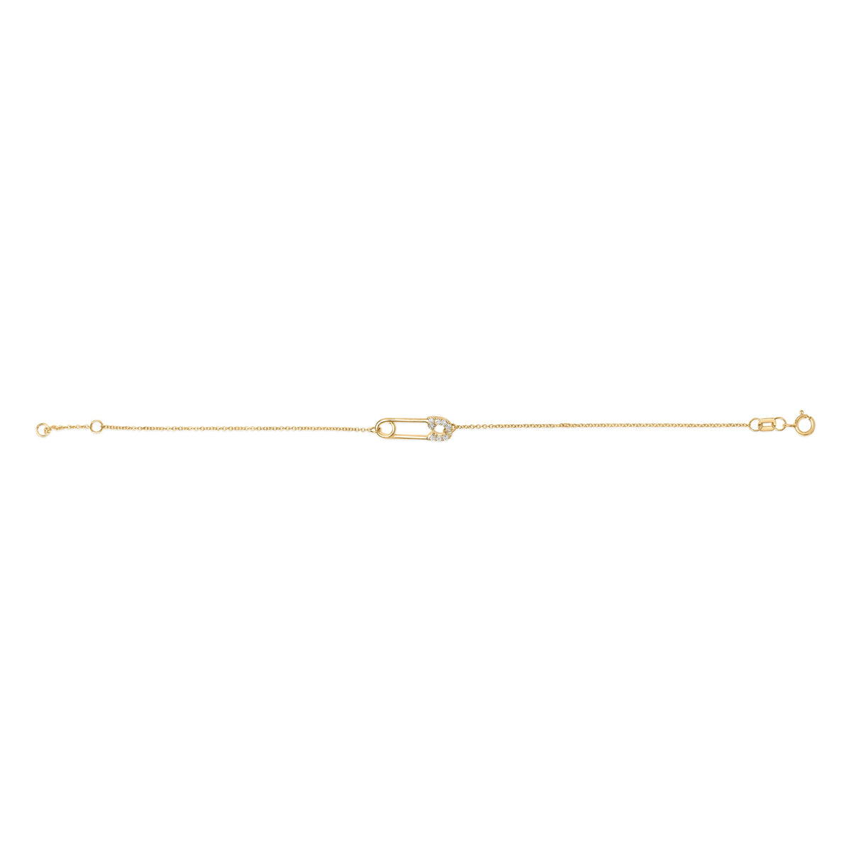 10K Yellow Gold 1/10 Cttw Diamond Paperclip Charm Adjustable Link Bracelet  (I-J Color, I1-I2 Clarity) - 7.25 Inch
