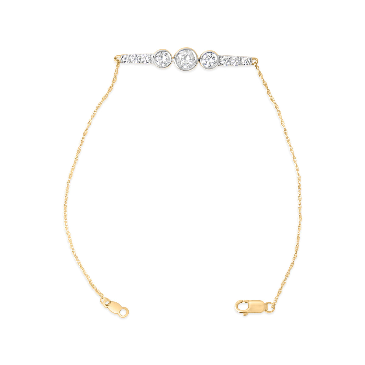 10K Yellow Gold Plated .925 Sterling Silver 1.0 Cttw Lab Grown Diamond Bezel Set Bracelet