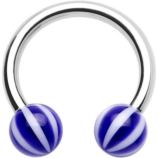 14G 7/16 Indigo Blue White Acrylic Horseshoe Circular Barbell