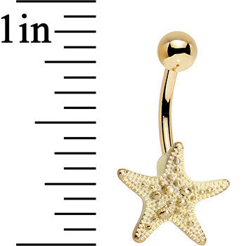 Gold PVD Undersea Studded Starfish Belly Ring