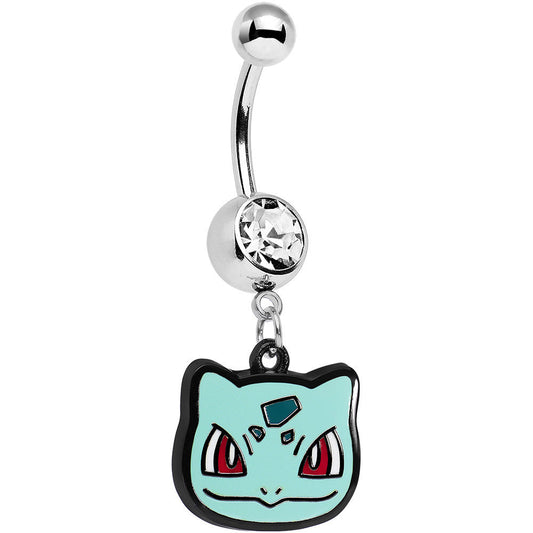 Officially Licensed Pokemon Clear Gem Bulbasaur Dangle Belly Ring