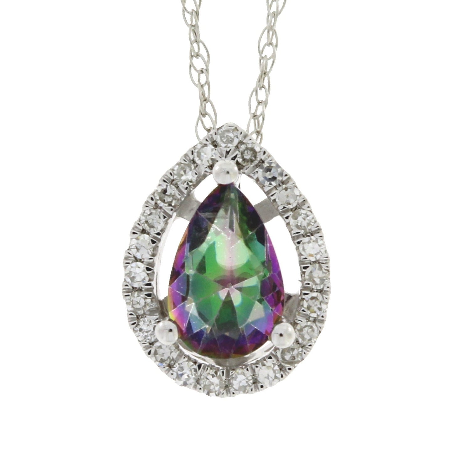 Treated Topaz Diamond Fashion Pendants 14KT White Gold