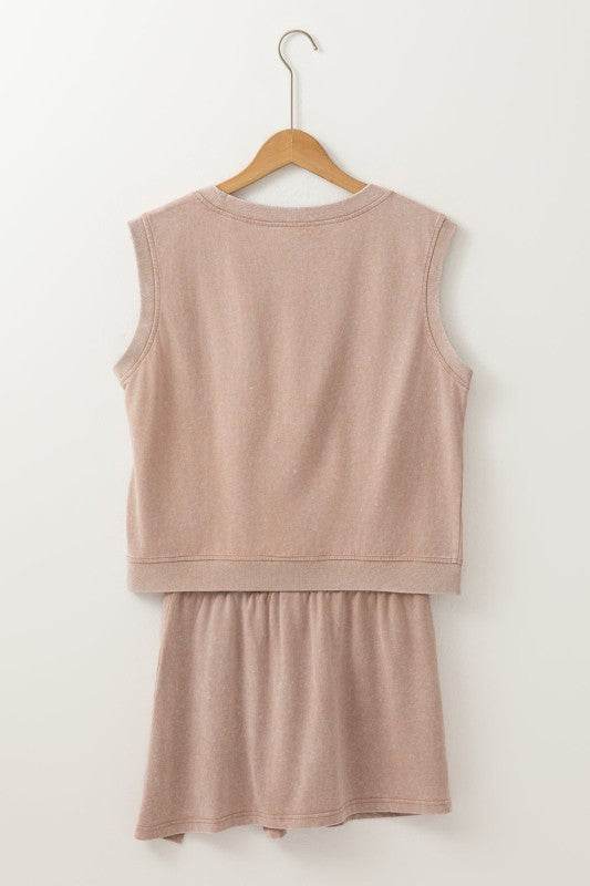 Aria 2 Pieces Mineral Wash Cotton Tank Top Lined S