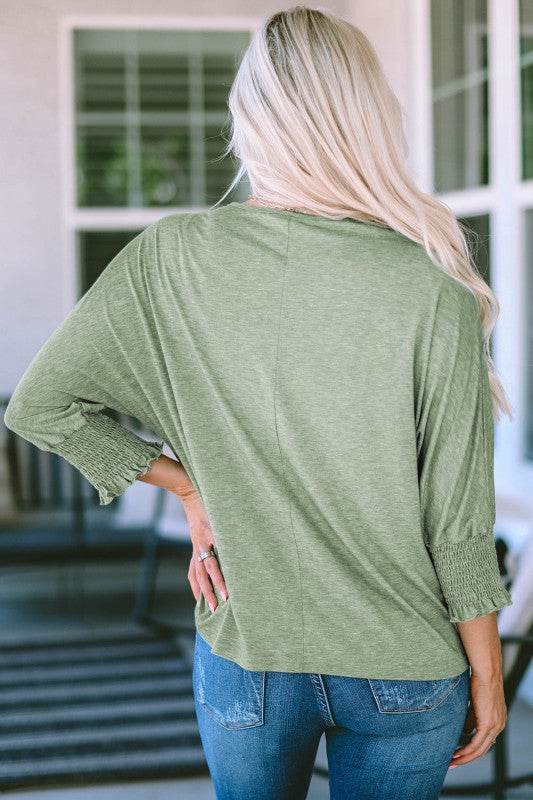 Dani Smocked 3/4 Sleeve Casual Loose Top