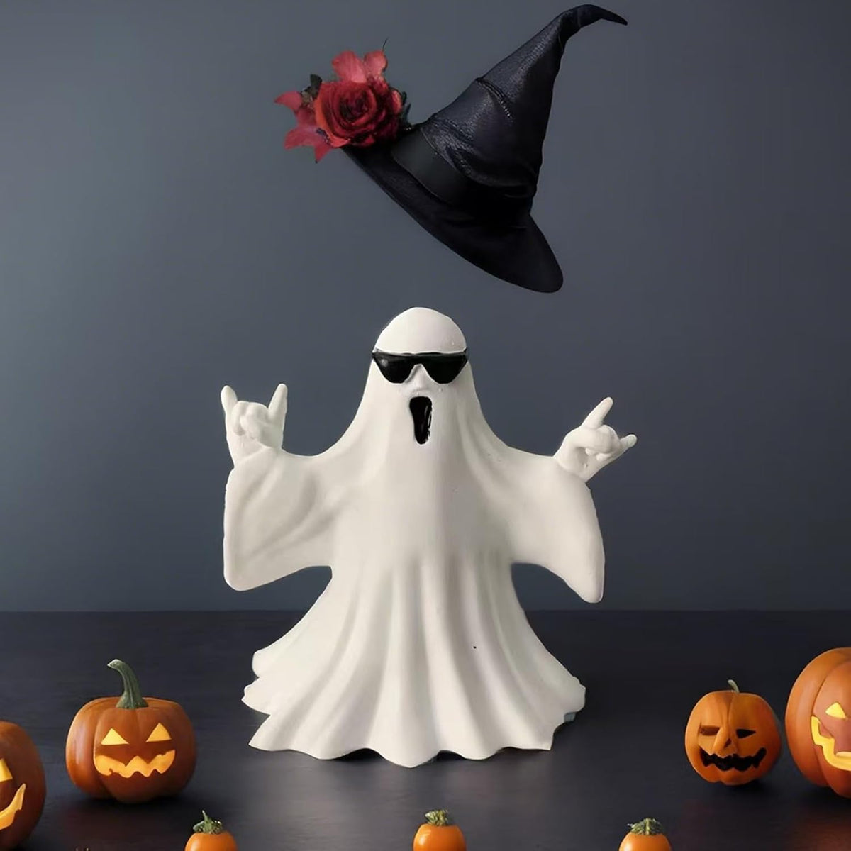 Halloween Ghost Figurine - Spooky Resin Ghost Statue, Cute Ghost Decor for Halloween Decorations, Porch and Indoor Spooky Home Decor (Ghost (1 Figurine))