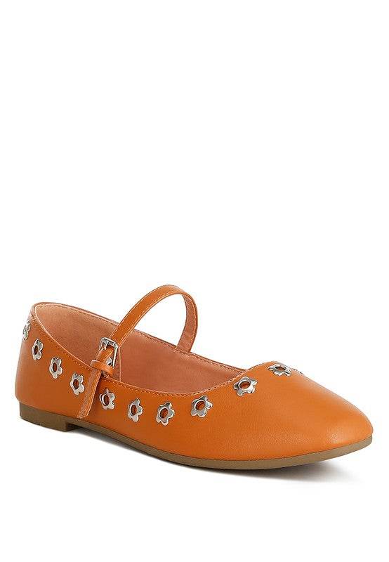 Tanzer Floral Eyelet Strapped Ballerinas