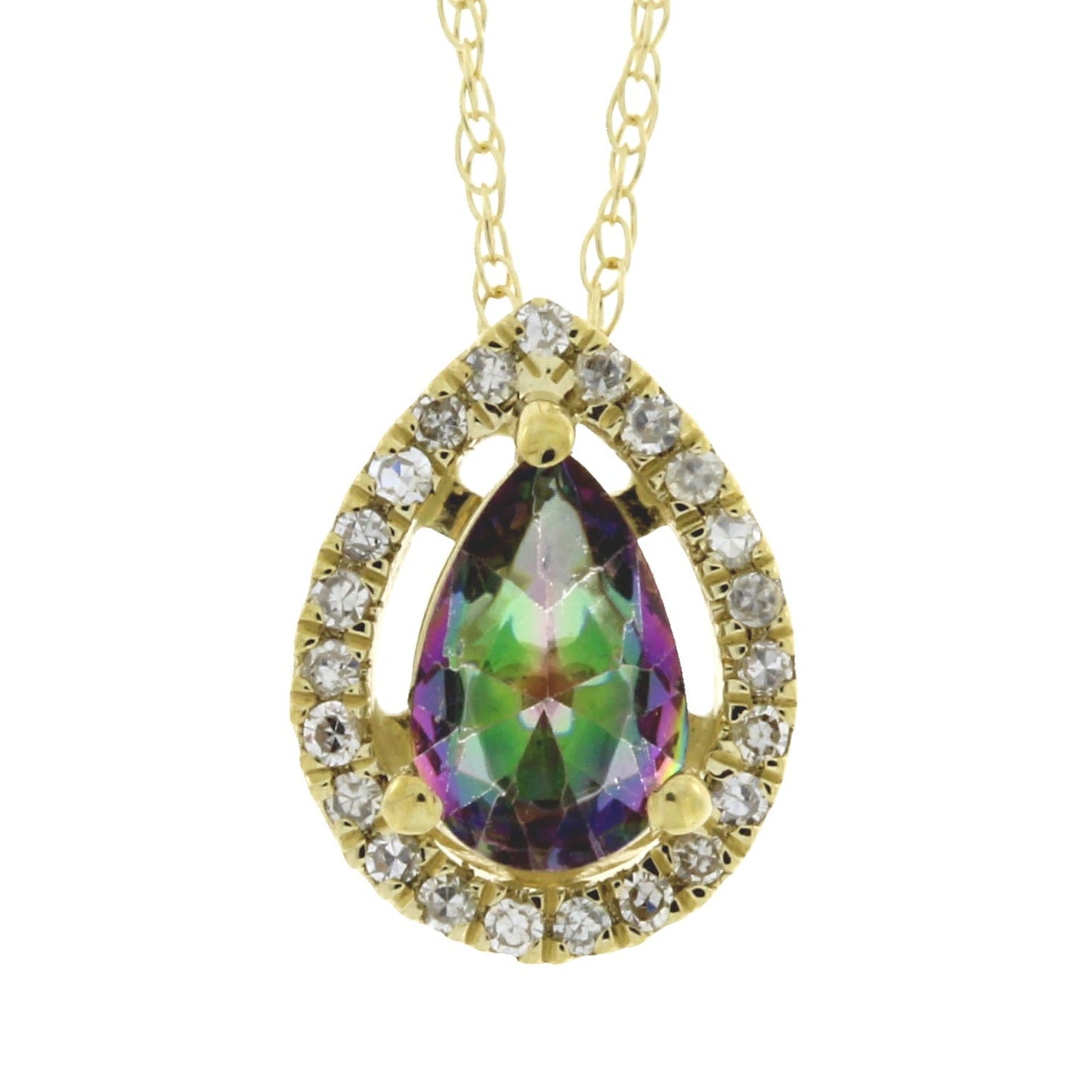 Treated Topaz Diamond Fashion Pendants 14KT Yellow Gold
