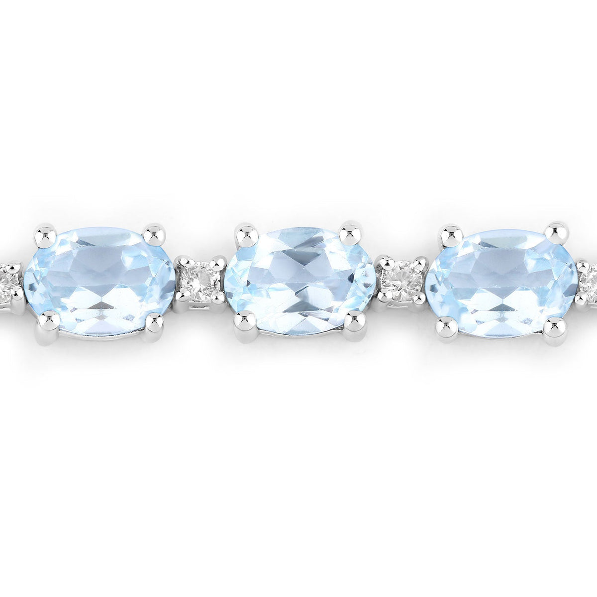 12.83 Carat Genuine Blue Topaz and White Topaz .925 Sterling Silver Bracelet
