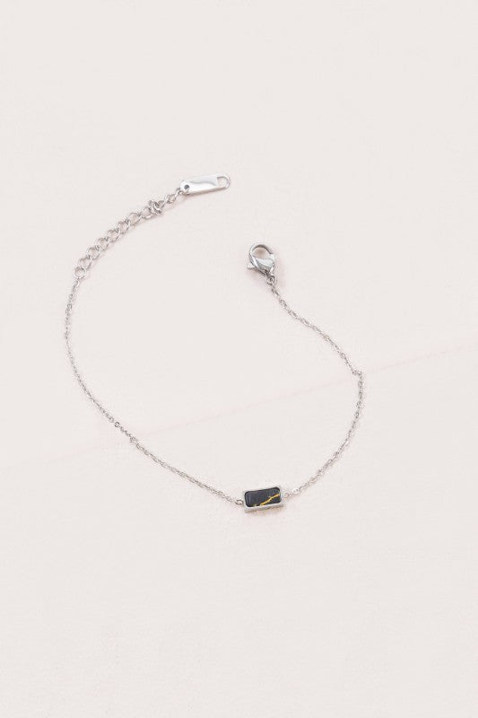 Beaming Bar Stone Bracelet | Silver