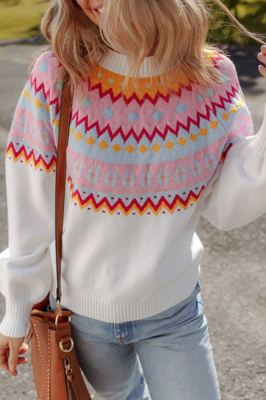 Avery Print Drop Shoulder Sweater