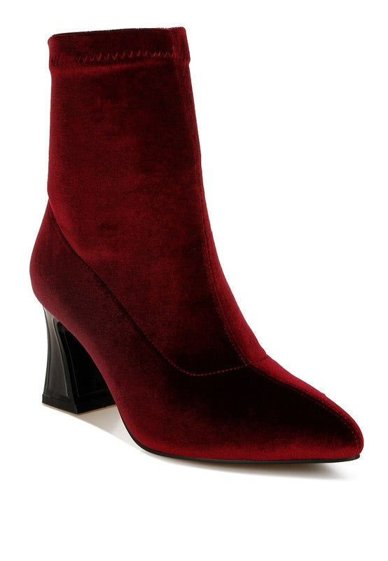 Arcturus Flared Block Heel Velvet Boots